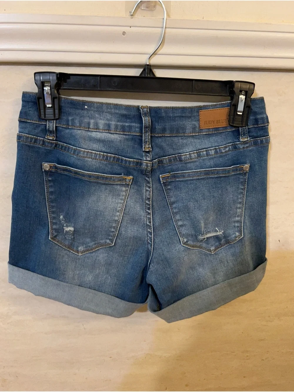Judy Blue Medium Wash Distressed Cuffed Jean Shorts
